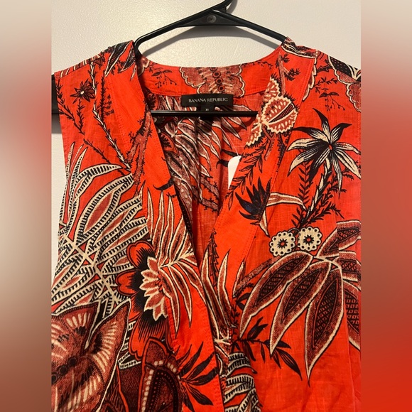 Banana Republic Stampa Mini Wrap Dress Red Floral - Picture 8 of 9